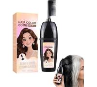 Pettine 3 in 1 per colorare i capelli con spazzola integrata, tintura per capelli portatile, tinta per capelli con estratti vegetali, copertura delicata dei capelli grigi, facile da usare (marrone