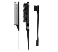 Pettine 3pcs Gender Neutral Hair Styling & Makeup Tail Comb, Dual Head, Triple Row Teasing Brush, Eyebrow