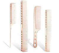 Pettine 4PC Professional Hair Combs Barber Cutting Brush Anti-static Pro Salon Hairdressing Care Styling Tools(Rose golden)