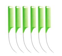 Pettine 6 pezzi pettine a coda curva e appuntita professionale for lo styling dei capelli color caramella for parrucche, trecce, tinture colpi di sole(Green-6PCS)