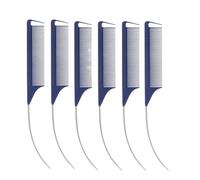 Pettine 6 pezzi pettine a coda curva e appuntita professionale for lo styling dei capelli color caramella for parrucche, trecce, tinture e colpi di sole(Blue-6PCS)