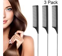 Pettine a coda di topo in acciaio con coda di topo, in fibra di carbonio, resistente al calore, con codino in acciaio inox (nero)