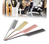 Pettine a denti fini, in alluminio, a punta, professionale per tagliare i capelli, in metallo