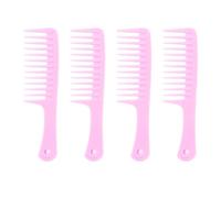Pettine a denti larghi 4 pezzi, anti nodo con comoda impugnatura, adatto sia for l'uso asciutto che bagnato, speciale for parrucche di capelli veri(4PCS BaoKDDS-Pink)