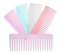 Pettine a Denti Larghi 5 Pezzi, Plastico, per Districare e Pettinare | Chioma Asciutti o Bagnati, Struttura Diritta, Non Facile da Piegare, Set Colorato in Cinque Varianti
