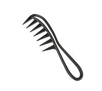 Pettine a Denti Larghi Con Manico - Denti di Squalo per Capelli Ricci, Olio Vintage per Salon e Domestico (Nero)