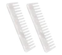 Pettine a Denti Larghi in Acetato Bianco, 2 Pezzi per Donna | Riduce Crespo e Ciocche Ribelli, Districatura Delicata, Uso Casa e Bagno, Stile Moderno Compatto