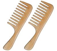 Pettine a denti larghi in legno per donne, uomini e bambini, antistatico, districante, pettine per capelli ricci, lisci, bagnati e asciutti, pettine in bambù naturale