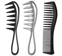 Pettine a denti larghi,Pettine denti larghi per onde,3 Pcs Pettine/pettine universale per capelli,Pettine per capelli ricci,Pettini a Denti di Squalo,per Salon Parrucchiere,Famiglia,Uomini (Nero)