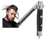 Pettine a Serramanico,Pettine a molla switchblade,Pettine per capelli con pettine per olio a molla con coltello a serramanico Coltello pieghevole Pettini con spazzola a pulsante automatico per uomo