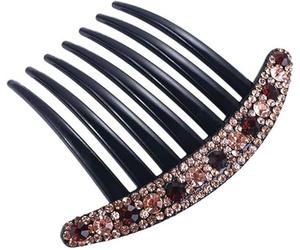 Pettine a sette denti, con strass in acrilico, design colorato, adatto per tutti i tipi di capelli, stile coreano, accessori per capelli semplici (caffè), trattamento pratico