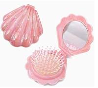 Pettine A Specchio Pieghevole A Conchiglia Da 3 Pezzi, Superficie Lucida Rivestita Uv, Strumento Di Medicazione Portatile, Piccolo E Carino, Artefatto Per Il Trucco Da Viaggio.