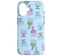Pettine afro per capelli, colori pastello, grazioso motivo blu Custodia per iPhone 16