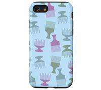 Pettine afro per capelli, colori pastello, grazioso motivo blu Custodia per iPhone SE (2020) / 7 / 8