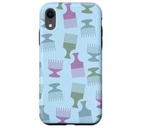 Pettine afro per capelli, colori pastello, grazioso motivo blu Custodia per iPhone XR