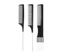 Pettine antiforfora a denti sottili, antistatico, con punta in acciaio, per bellezza e parrucchiere, per uso domestico e professionale