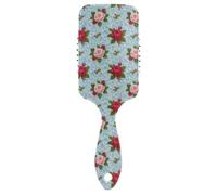 Pettine antistatico floreale rosa rosso vintage per donne nere Progettato spazzola asciutta bagnata per capelli lisci con manico ergonomico cepillo para definir rizos