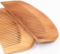Pettine antistatico in legno di pesca per la cura dei capelli, 2 pezzi