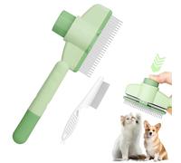 Pettine autopulente per animali domestici, pettine per pulci con funzione autopulente, pettine per pulci per gatti, con pulsante di sblocco, nodo e rimuove delicatamente le pulci