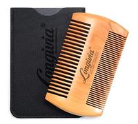 Pettine Barba Uomo in Legno di Pero 100% Naturale Ecologico Per Cura Baffi Capelli Liscia Barba Corta e Lunga Pettine da Viaggio Tascabile Vegan Righello Lisciante