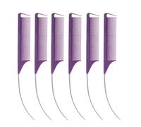 Pettine Barbiere 6 pezzi pettine a coda curva e appuntita professionale for lo styling dei capelli color caramella for parrucche, trecce, tinture e colpi di sole(Purple-6PCS)