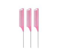 Pettine Capelli 3 pezzi di pettine con denti in fibra resistente in acciaio inossidabile for lo styling dei capelli e strumenti for parrucchieri(3pcs pink)