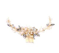 Pettine Capelli Fermacapelli Corona di gioielli per donne Pettini per capelli in cristallo Perle di strass Pettine per capelli da sposa Gioielli per capelli da donna Elegante Pettine Capelli(Gold)