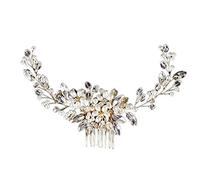 Pettine Capelli Fermacapelli Corona di gioielli per donne Pettini per capelli in cristallo Perle di strass Pettine per capelli da sposa Gioielli per capelli da donna Elegante Pettine Capelli(Blue,Silv