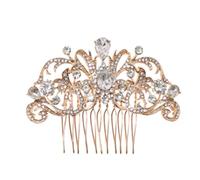 Pettine Capelli Fermacapelli Corona di gioielli per donne Pettini per capelli in cristallo Perle di strass Pettine per capelli da sposa Gioielli per capelli da donna Elegante Pettine Capelli(Gold)