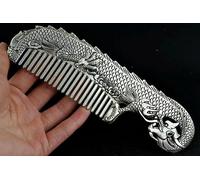 Pettine cinese fatto a mano in stile tibetano, 17 cm, in rame bianco e argento