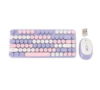 Pettine Colorato per Tastiera e Mouse Wireless, Simpatico Set Tastiera e Mouse Cordless a 82 Tasti, Tastiera Mouse Bluetooth Wireless 2.4G per PC Computer Portatile Tablet (Viola)