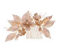 Pettine con inserto a petalo in metallo retrò con perle finte accessori per capelli da sposa sottile foglia copricapo accessori per abiti da sposa pettini laterali copricapo