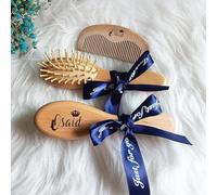 Pettine Da Bagnetto For Neonati Con Nome Personalizzato, Spazzola For Capelli For La Cura Del Bambino, Pura Lana Naturale, Massaggiatore For Neonati, Baby Shower E Regalo For Gli Ospiti