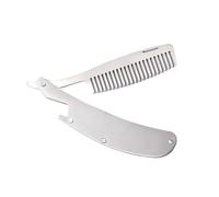 Pettine da barba, da uomo, pieghevole, in acciaio inox, per barba, capelli, anche per apribottiglie, 1 pezzo, 17 x 1,8 cm