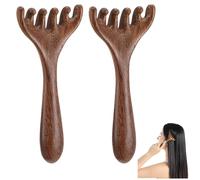 Pettine da Massaggio,2 PCS Massaggiatore in Legno per Cuoio Capelluto Testa e Collo Strumento Gua Sha Rilassante per Viso e Occhi Pettine Meridiano con Manico Lungo