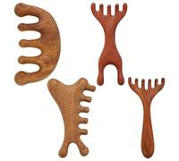 Pettine da massaggio in legno, per rilassamento profondo e riduzione dello stress, 6 artigli, per cuoio capelluto, occhi, viso, collo, spalle, per uomini e donne, 4 pezzi