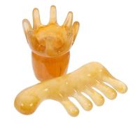 Pettine da Massaggio in Resina e Cera per Cuoio Capelluto 2 Pezzi | Colore Khaki, Bordo Arrotondato, per Head Care, Struttura Delicata e Poco Deformabile