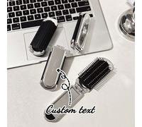 Pettine da massaggio personalizzato e personalizzato, pettine da viaggio con nastro, pettine pieghevole con specchio integrato, spazzola per capelli pieghevole con cuscinetto inciso al laser, pettine