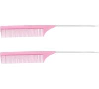 Pettine da parrucchiere in plastica leggera in acciaio inossidabile da 2 pezzi Fornisce massaggio del cuoio capelluto rosa per kit di fornitura domestica e cosmetica, pettini a coda di sonno: con una