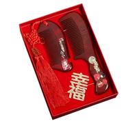 Pettine da sposa in legno rosso, 2 pezzi