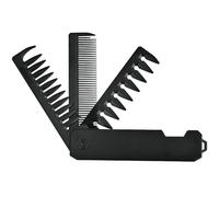 Pettine da Viaggio Pieghevole Uomo - 3-in-1 Nero con Denti Larghi & Sottili per Capelli Barba Baffi