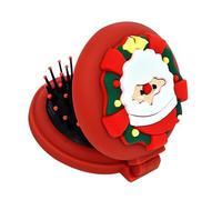 Pettine da viaggio, spazzola pieghevole per capelli - Pettine da viaggio a tema natalizio | Pettine rotondo e compatto, spazzola da viaggio, accessorio per capelli spessi e ricci