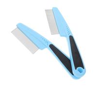 Pettine Denti Fini in Acciaio Inox, 2 Pezzi, Blu per Ragazzo Ragazza | Manico Ergonomico e Uso Confortevole, Districante, Rimuove Corpi Estranei Dai Peli, per Animali Domestici