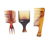 Pettine di Capelli 3 Pc Professionisti Set con Dente Largo e Pettinatura per lo Styling di Capelli Ricci Spessi - Impugnatura Ergonomica Strumento Barbiere Portatile