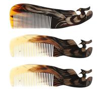 Pettine di Corno di Bue Massaggiante 3 Pezzi Manico Colore Casuale | Anti-statico e Confortevole, Forme Naturali, Accessorio Multiuso per Donna, Uso Domestico Colore Casuale