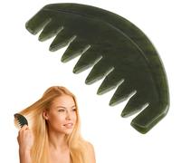 Pettine di Jade Portatile per Massaggio Capelluto Verde | Gua Sha Naturale Vera, Bordi Lisci ed Ergonomia Confortevole, Uso per Famiglia e Colleghi