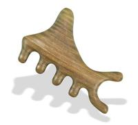 Pettine di Legno Pettine di legno di sandalo verde con denti spessi, pettine for massaggio viso, pettine for massaggio cuoio capelluto e meridiano(2)