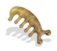 Pettine di Legno Pettine di legno di sandalo verde con denti spessi, pettine for massaggio viso, pettine for massaggio cuoio capelluto e meridiano(3)