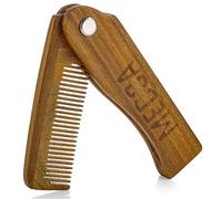 Pettine pieghevole da tasca in legno a denti fini, 100% legno di faggio massiccio, per barba, baffi, capelli, da uomo, perfetto per tutti i tipi di capelli, in viaggio, per styling e districamento