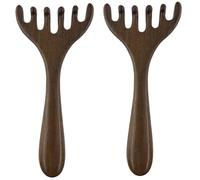 Pettine di massaggio ai piedi, cuoio capricprista per massaggiatore a testa da 2 pcs, pettinatura a cinque touch in legno, massaggio piedi rastrellati con manico lungo per sollievo da stress e cres